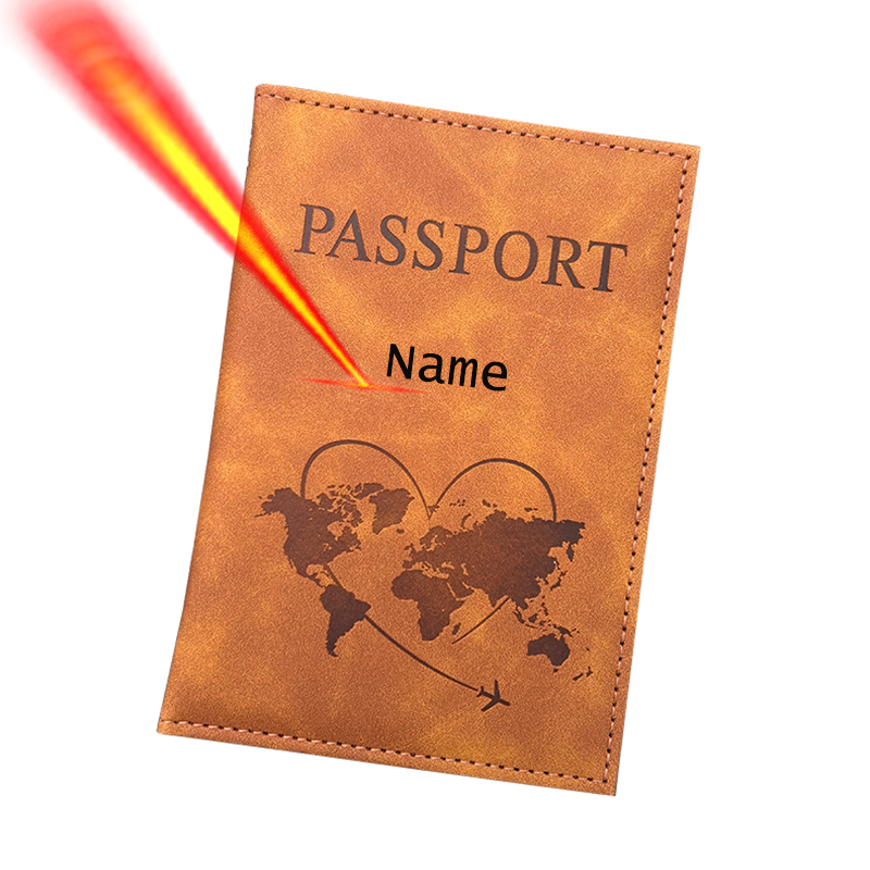 Leather Passport Cover - Personalisierter Name, Reisepasshülle, Reisebrieftasche, gravierter Lederbezug,